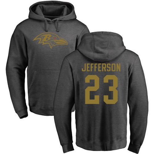 Men Baltimore Ravens Ash Tony Jefferson One Color NFL Football #23 Pullover Hoodie Sweatshirt->baltimore ravens->NFL Jersey